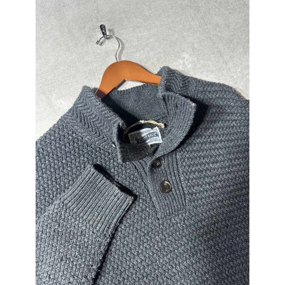 Schott Bros Heavyweight Knit 1/4 Button Wool Sweater Mens Size XL Elbow Patch